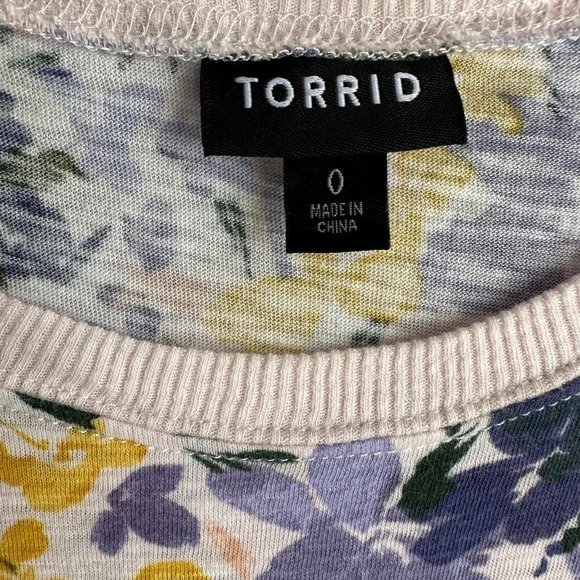 TORRID Multicolor Babydoll Slub Scoop Neck Ladies Casual Tiered Top, 0/12 - Picture 4 of 7